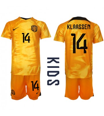 Maillot de foot Pays-Bas Davy Klaassen #14 Domicile enfant Monde 2022 Manches Courte (+ pantalon court)